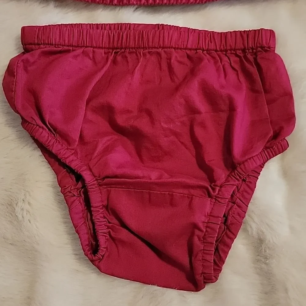 GAP 2-PIECE RED CORDUROY JUMPER DRESS WITH BLOOMERS, SIZE 6-12 MONTHS